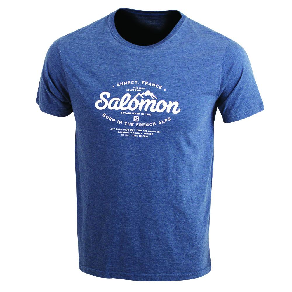 SALOMON SPRUCE SS M Philippines - Men's Tee Shirt - Dark Denim | 428301-YBO